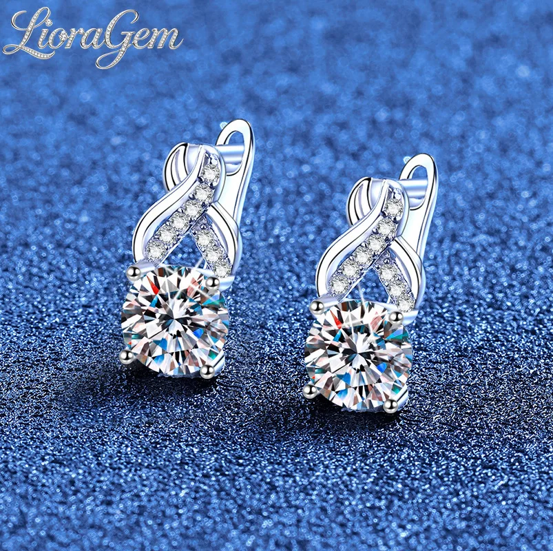 LioraGem Fashion 1-carat Moissanite Earrings, High-end Feel Crossed Infinity Love Tassel Earrings Platinum PT950 Stamp