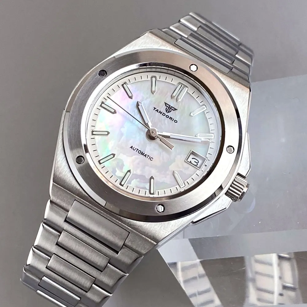 Mother of Pearl Tandorio 40mm Engineer Sapphire Glass Blue/White/Red Dial Luminous 20ATM Japan NH35 Automatic Movement Men Watch