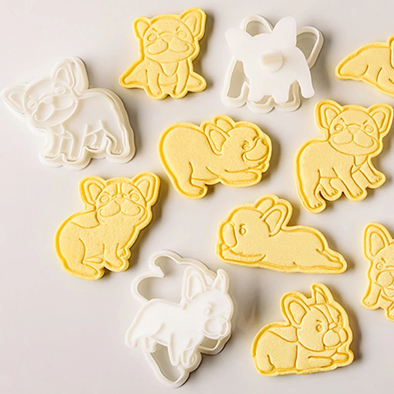 Cartoon Puppy Cookie Cutters 3D Animal Shaped Biscuit Mould Fondant Cake Decorating Tools DIY Baking Accessories Cookie Embosser