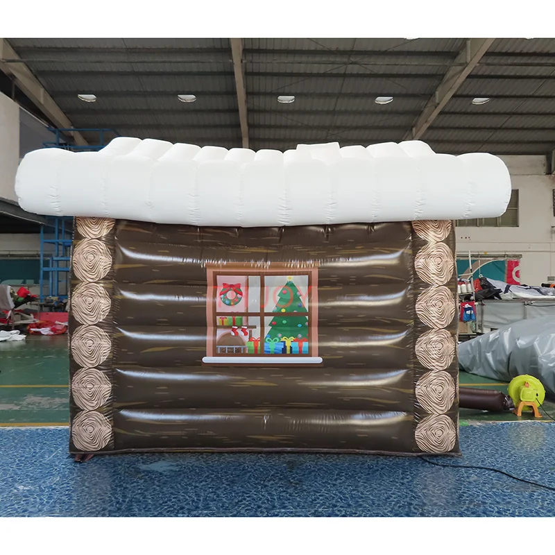 fast air ship,new design Inflatable Christmas House Santa Grotto Tent, 3x3m big Inflatable Wooden House For Christmas Decoration