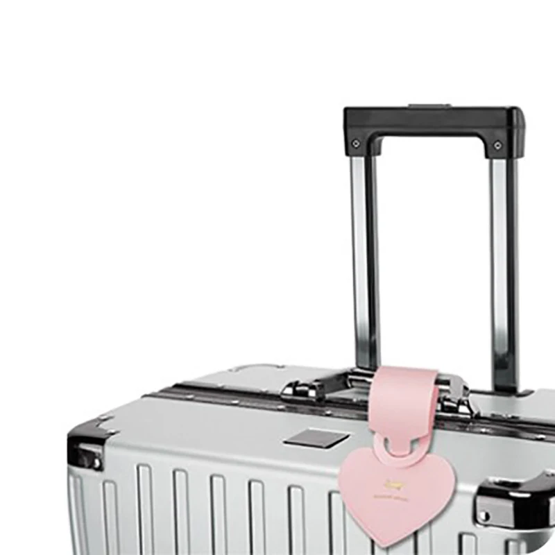 Simples Coração Forma Couro Bagagem Tag, Viagem Suitcase ID Endereço Titular, Bagagem Tags, Boarding Bag Etiqueta Portátil