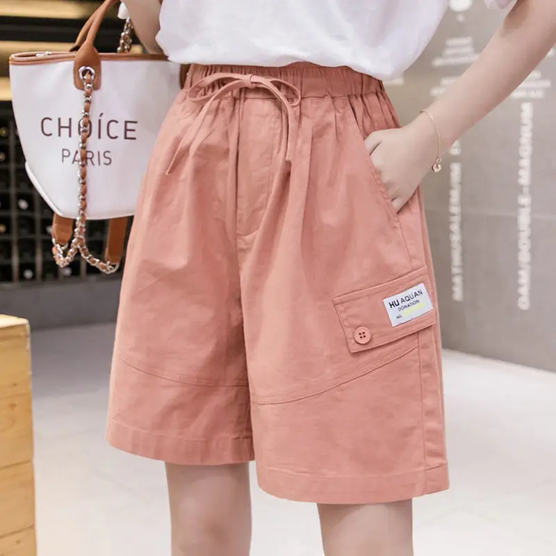 2024 Summer New Women\'s Loose Workwear Shorts Women\'s Fashion Trendy Wide Leg Shorts Women\'s Thin Loose Casual Shorts