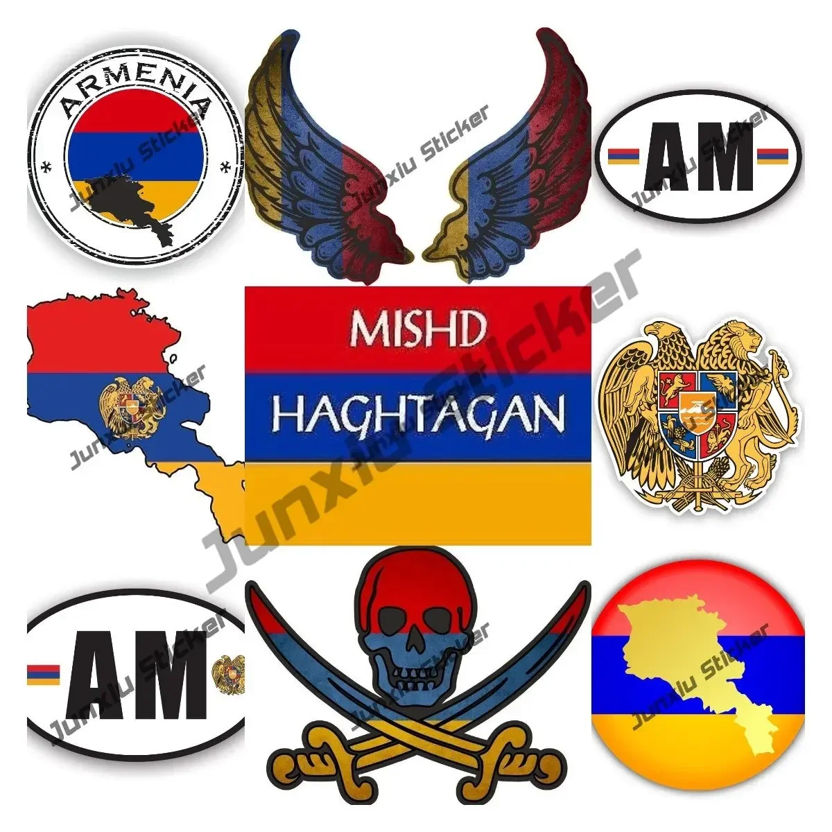 

Armenia Coat of Arms Emblem Stickers Armenian Flag Country Wings Seal Country Code AM Creative High-Quality PVC Accessories