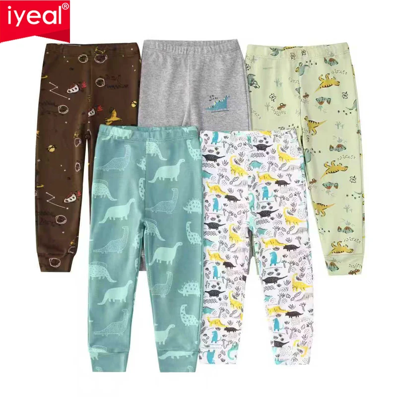 

IYEAL 5PCS/Lot Spring and Autumn Infant Boys and Girls Cartoon Print Cute Home Pants Mixed Color Cotton Pants