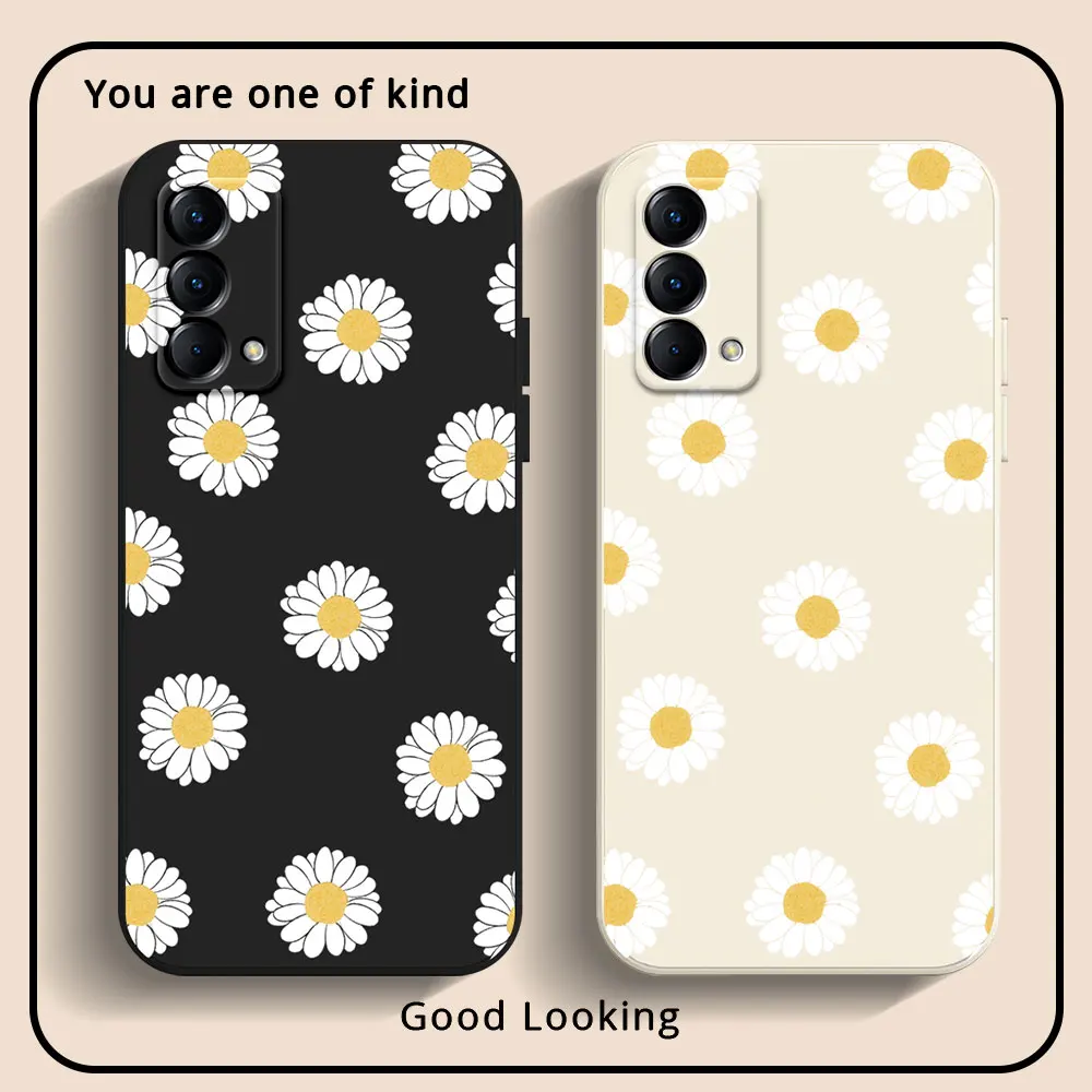 Daisy Flower Case For Realme GT Master Edition Realme V50S V13 9 5G Q3i Q3 Pro Carnival Shockproof Matte Soft TPU Silicone Cover