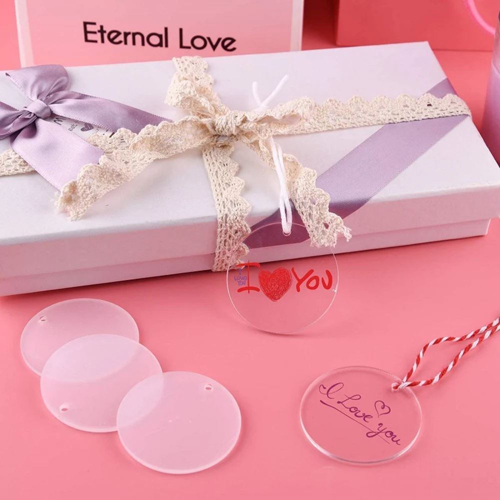 Acrylic Circle Keychain Blanks Clear Kit 120Pcs For Cricut Vinyl Project, Including Acrylic Disc Blanks, Tassels-AT64