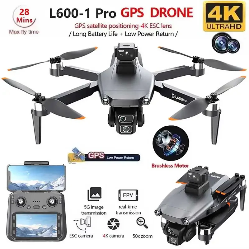 L6001 Pro MAX GPS Drone 4K cámara Dual profesional HD con pantalla 5G WIFI 360 evitación de obstáculos Quadcopter sin escobillas Drones