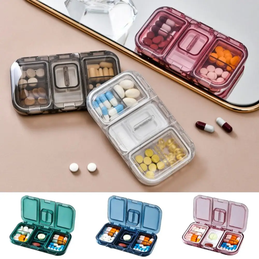 Silica Gel Pill Splitter Box Frosted Dustproof Travel Pill Dispenser Lightweight Rectangular Weekly Pill Case Jewelry Box