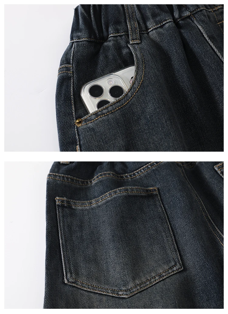 Neues Design Baggy Jeans für Mädchen, Herbst, locker, lässig, elastische Taille, Teenager-Kinder, weite Hosen, Streetwear, Kinderhosen – Detail 11