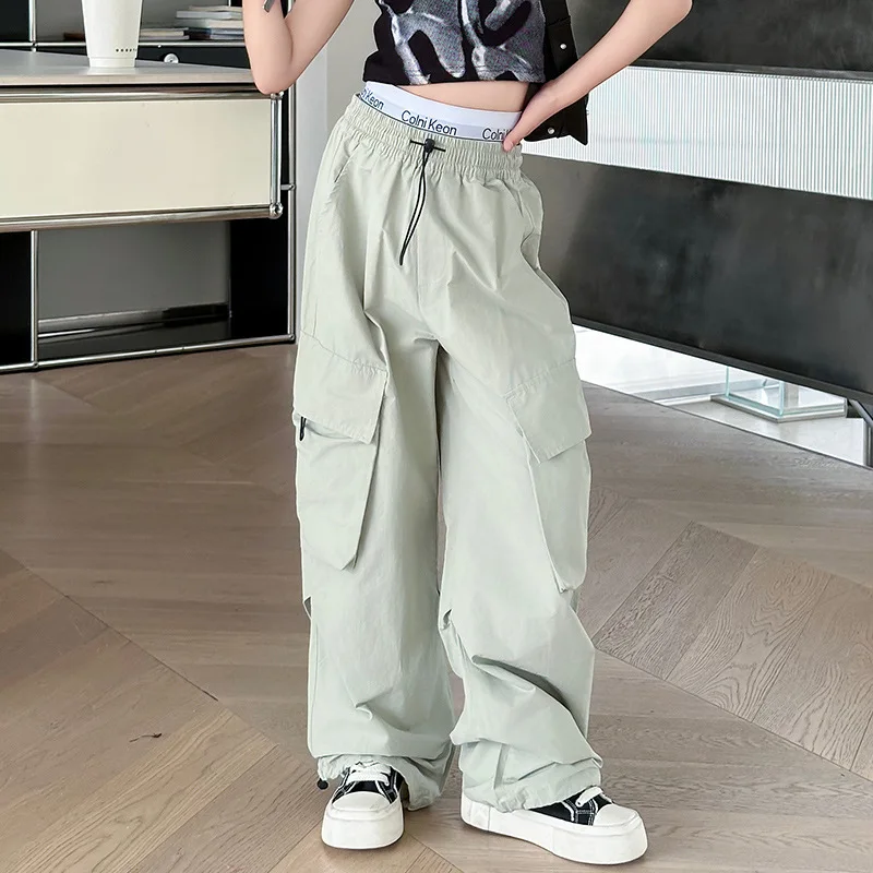 Girls Pants 2024 Summer New Childrens Clothes Girls Baby Foreign Air Loose Straight Tube Anti-mosquito Overalls Casual Simple image 4