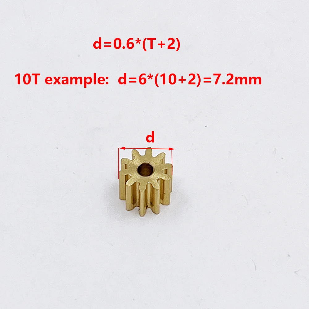 1PC 8T 9T 10T 12T Teeth 0.6 Modulus Brass Copper Metal Gear Spindle Gearwheel Fit  2mm 2.3mm 3mm 3.175mm Shaft