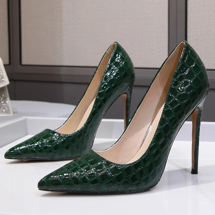 Spring Office Elegant Female Embossed Pumps High Heels Stiletto Plus Size Sexy Party Pointed Toe Bridesmaid Women Shoes B0107