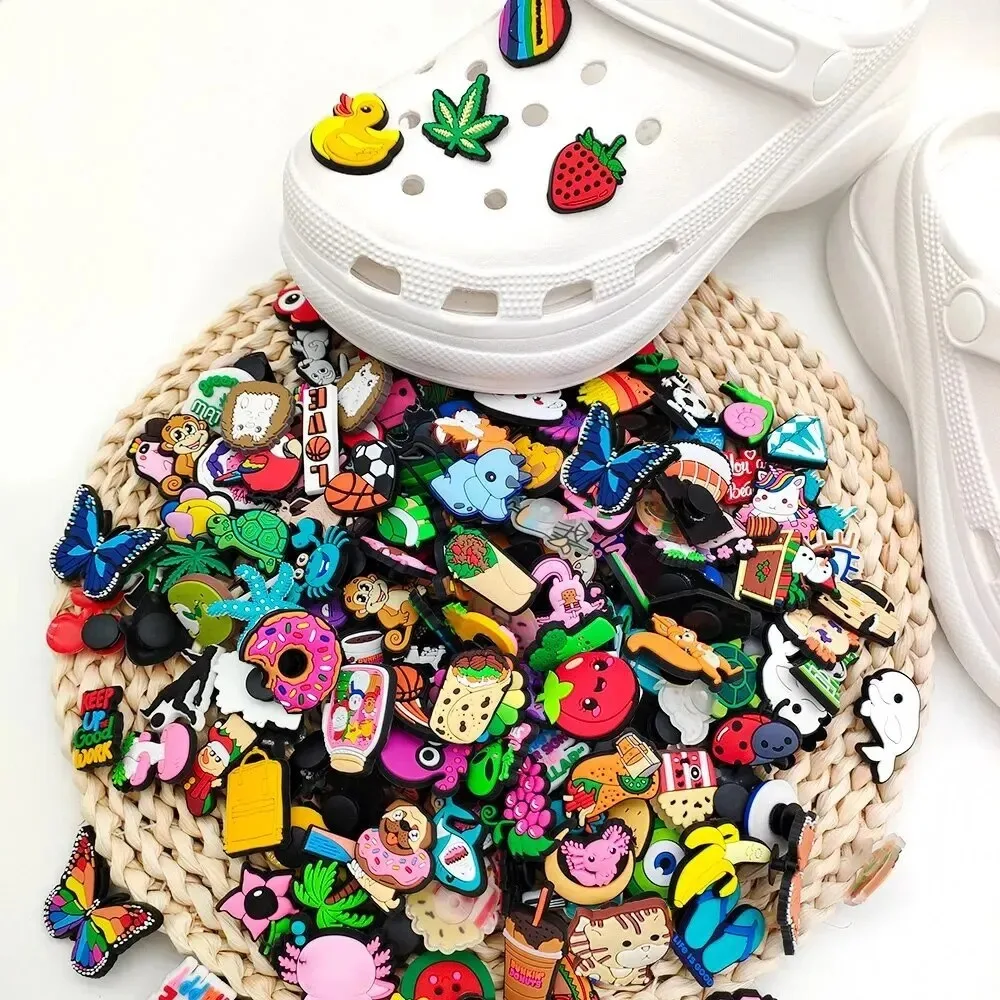 Random 10-200Pcs Non-Repeat Shoe Charms for Sandals, Beach Bags, PVC DIY Shoe Decorations Accessories Charms Cartoon Shoe Charms image 4