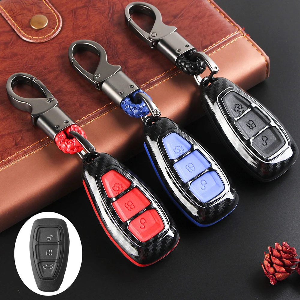 Carbon Fiber Car Remote Key Fob Case Shell Cover Replacement For Fords/Focus/Fiesta/Kuga/C-Max Automotive  Accessories