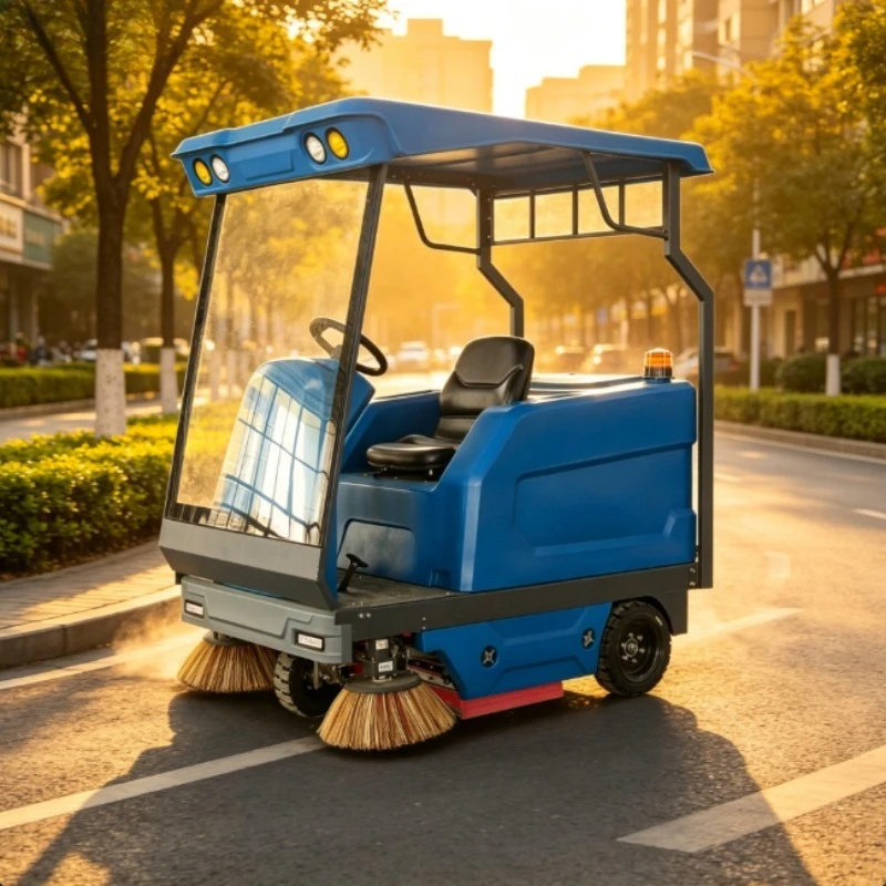 Street Sweeper Machine 48V/107Ah Battery Powered Ride on Road Floor Sweeper Machine Outdoor Street Sweeper Equipment