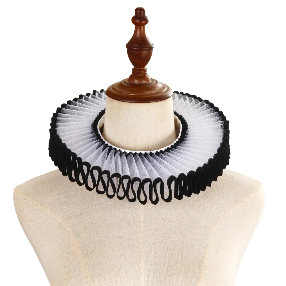 Detachable Shakespeare Neck Ruffled Collar Vintage Victorian Costume Renaissance False Collar Elegan Retro Ruff Collar