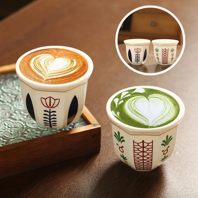 180/250ml Esspresso Cup Ceramics Mugs Middle Eastern Style Hand Held Milk Cappuccino Latte Art Coffee Cup Teaware for Gifts