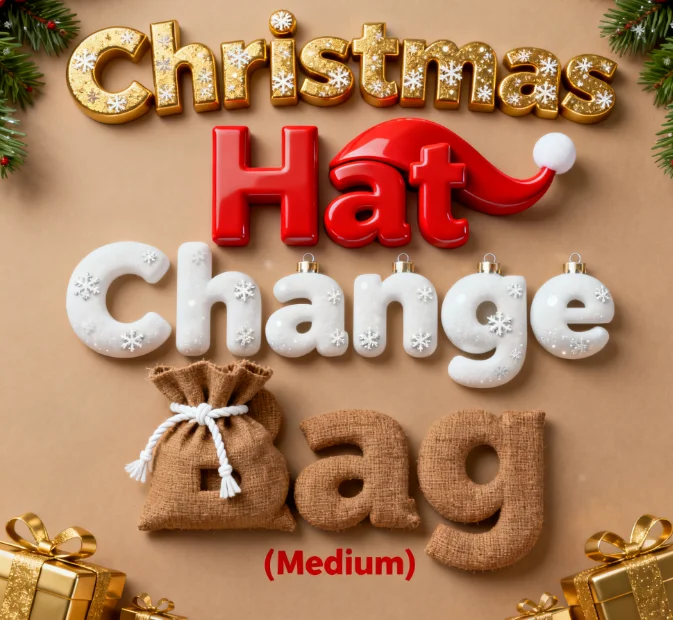 Christmas Hat Change Bag (Medium) - Magic Appear & Vanish Prop for Stage & Street Illusions Magic Tricks Party Games