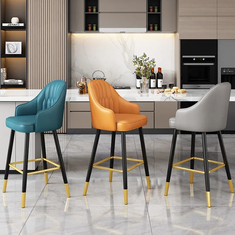 

Minimalist Light Luxury Bar Stools American Design Reception Ergonomic High Chairs Fashion Comfortable Sillas De Bar Furniture