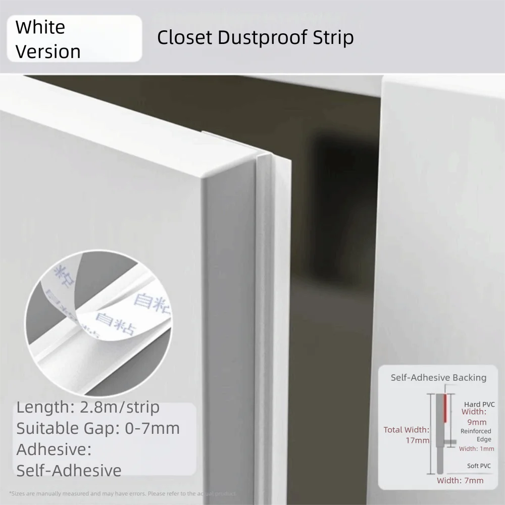 2.4M/2.8M Cabinet Door Strip Self-Adhesive T Shape Wardrobe Door Dust-proof Strip Insect-proof Silicone Blackout Strip Door Gap