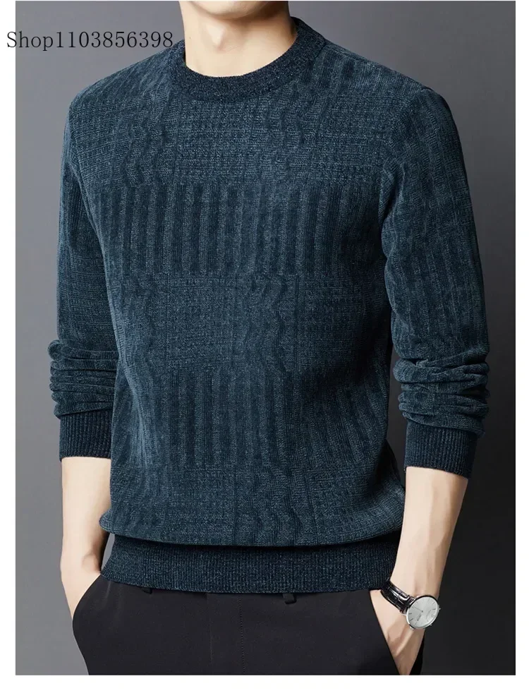 Brand Clothing High Quality Fashion Sweaters Male Slim Fit Casual Knitted Pullover Man Casual Round Neck Sweaters Black Grey