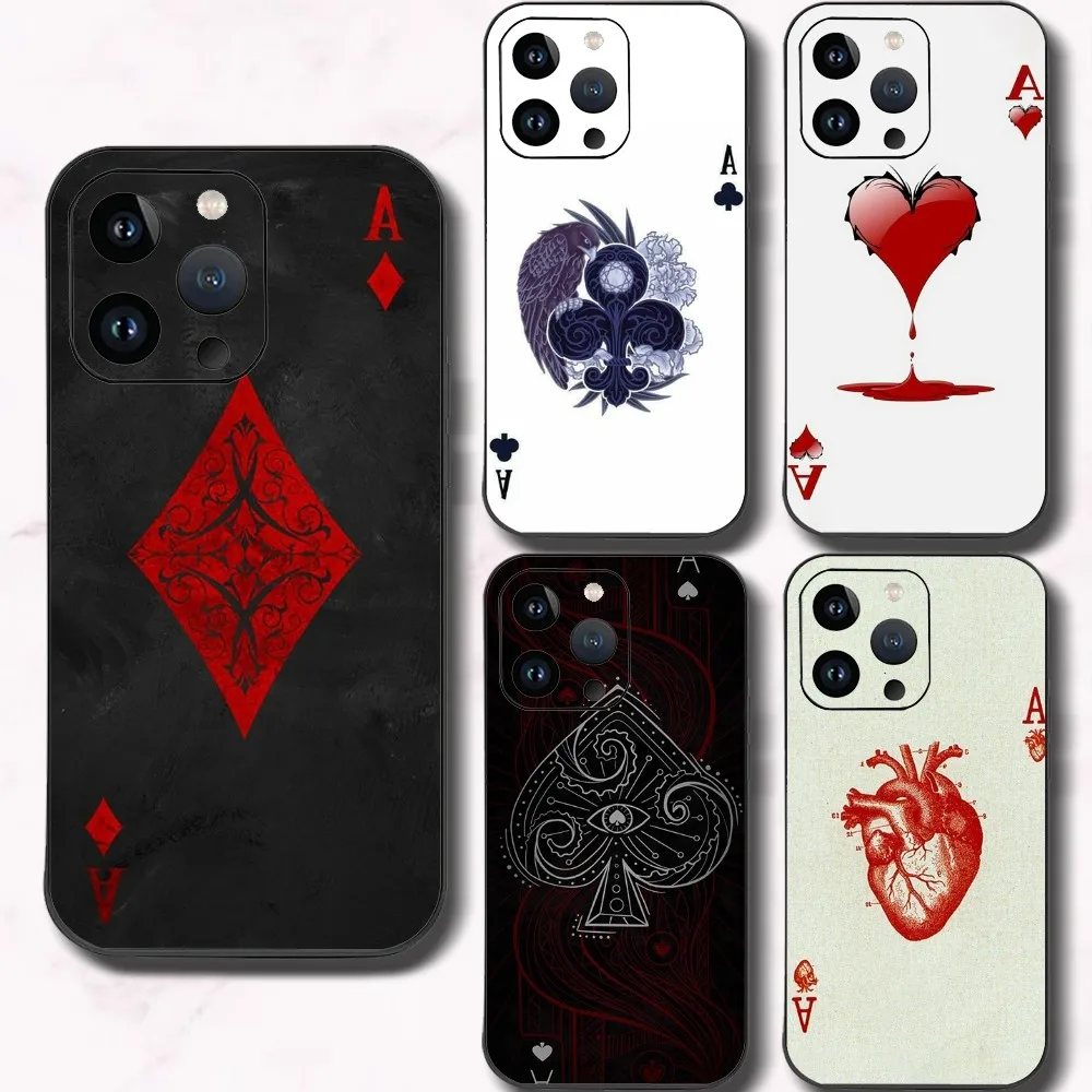 Ace Of Spades Poker Phone Case For Iphone 15 11 13 14 15 16 Pro Max 7 8 Plus X Xr Xs Max Se2020 12mini Cover Case