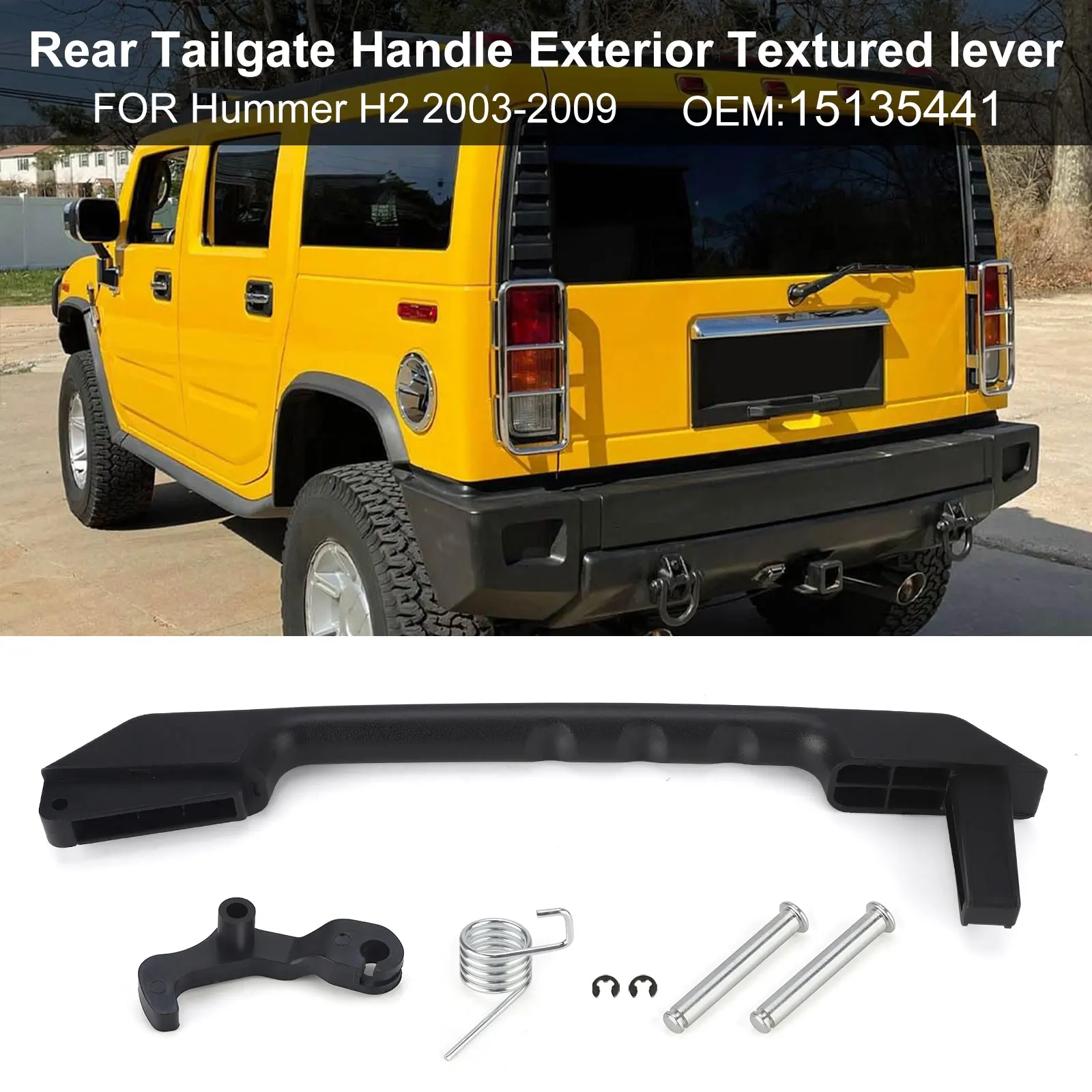 Black Tailgate Exterior Door Handle Textured Lever For Hummer H2