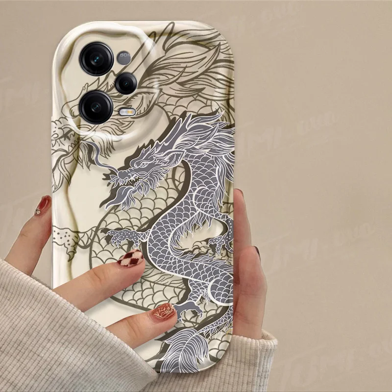 Luxury Chinese Dragon Clear Case For Xiaomi Redmi Note 13 12 11 Pro Plus 4G 5G 12S 11S 10 10S 9 9S 8 13C 12C 10C Turbo 3 Cover
