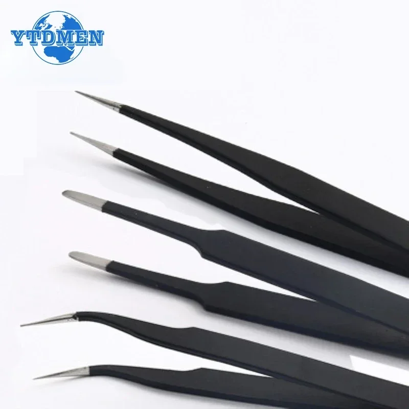 1PCS Anti-static ESD Tweezers Electronics Repair Tools for Repair Electronic Component kit capacitors resistors IC chip DIY Tool