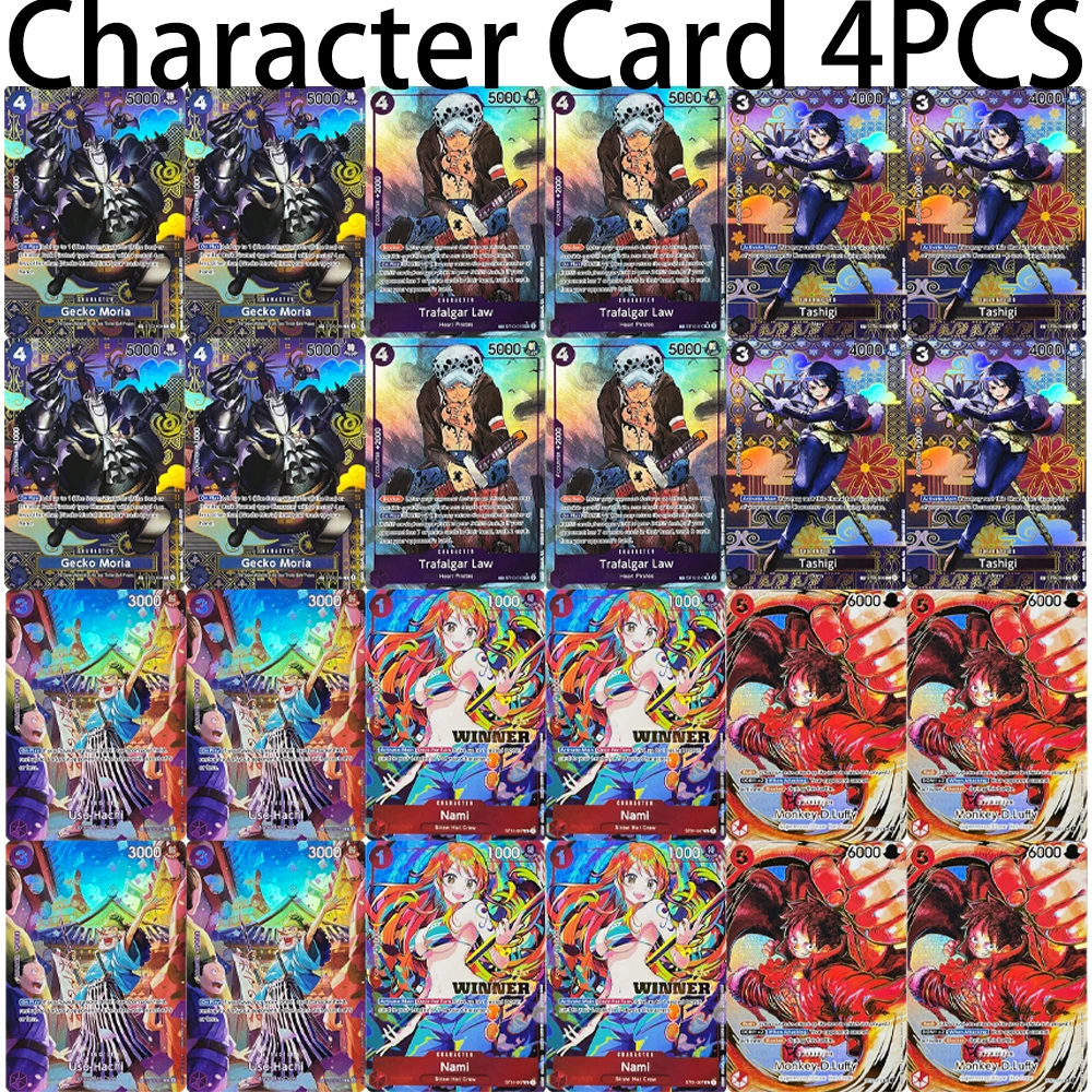 

4PCS ONE PIECE DIY Character card TCG/OPCG Luffy Nami Queen Sanji Tashigi Trafalgar Law Kaido Texture Foil Game Collection Cards