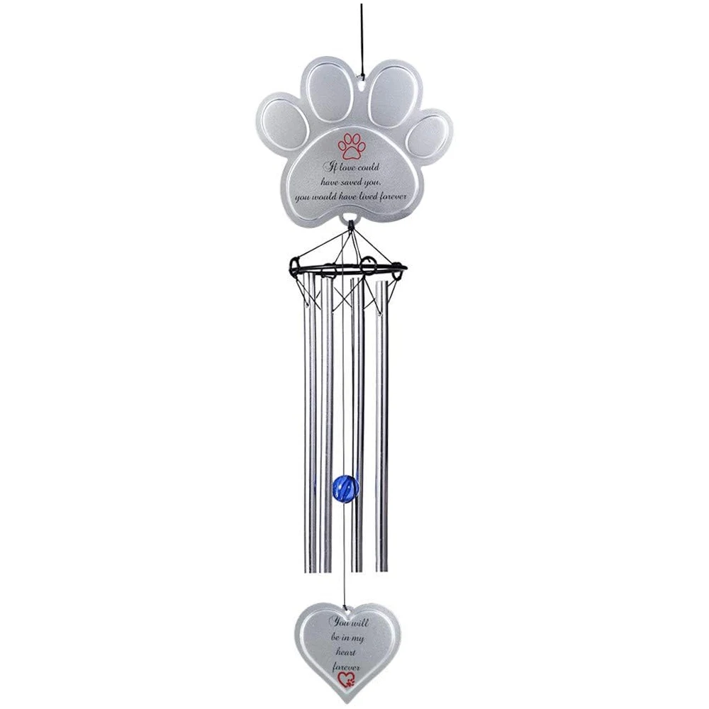 

Paw Print Pet Memorial Wind Chimes for Dogs Outdoors - Metal Casted Pet Dog Memorial Wind Chimes Windchimes Sympathy Pet Dog