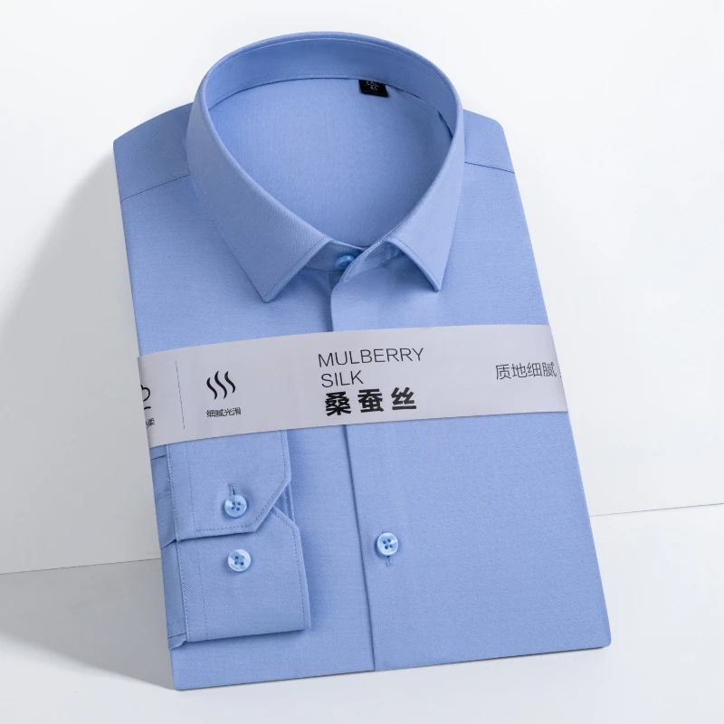 10XL يناسب 126 كجم مشروط الحرير الأبيض قميص الرجال بأكمام طويلة الأعمال عادية قصيرة الأكمام قميص رجالي حجم كبير وطويل القامة سهلة الرعاية