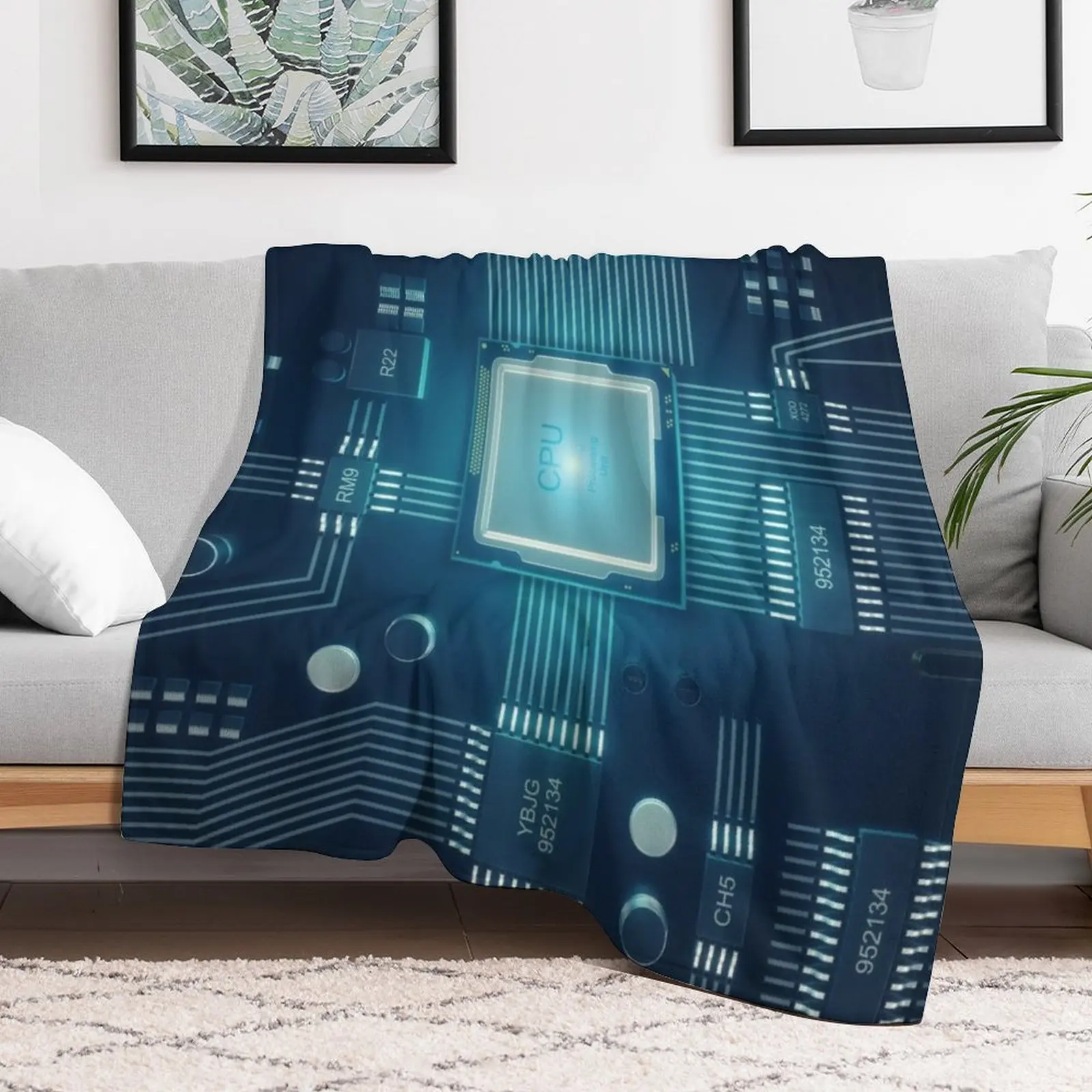 CPU Motherboard Throw Blanket Plaid Plaid on the sofa christmas gifts Moving Blankets