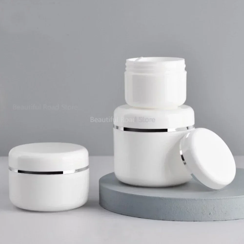 향수 20/30/50/100/150/250ML Butelki wielokrotnego napełniania Podróżny słoik na krem do twarzy Pojemnik kosmetyczny Biały plastikowy pusty słoik do makijażu