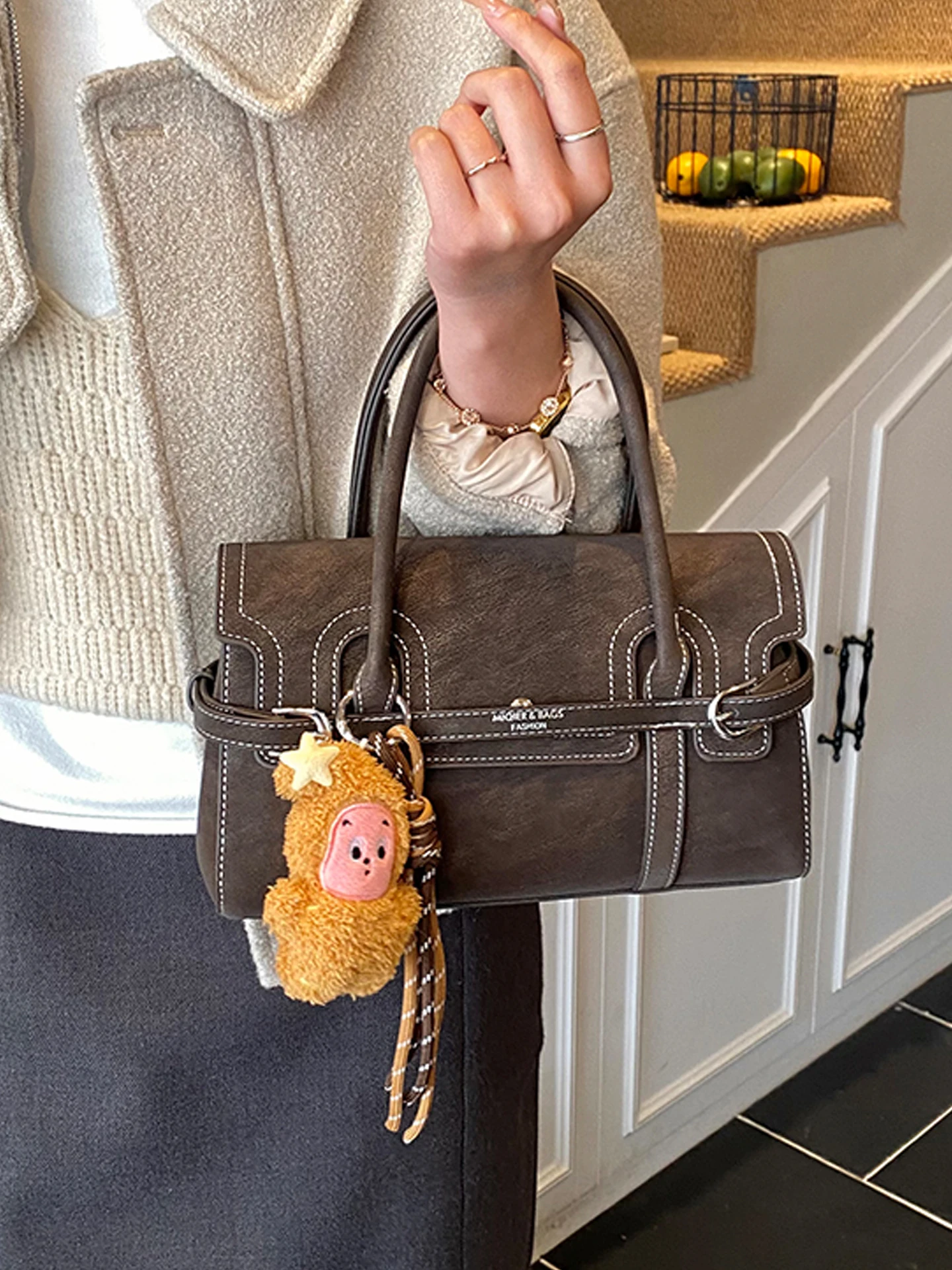 

Винтажная американская женская сумка через плечо, сумка через плечо, мягкая ручка, магнитная синяя застежка, повседневная сумка для отдыха