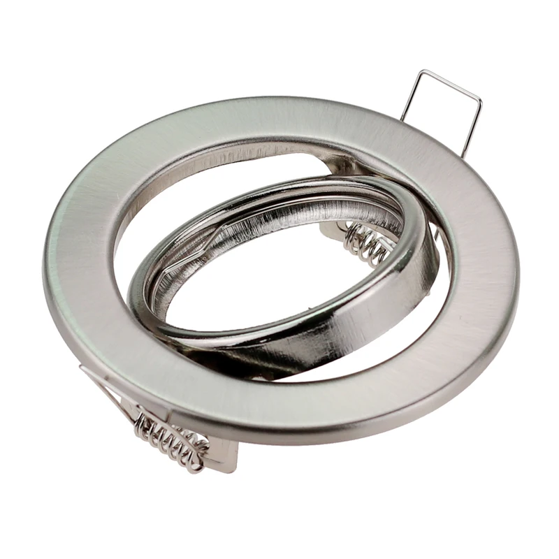 Round Nickel Recessed LED Ceiling Light Adjustable Frame MR16 GU10 Bulb Fixture Downlight Holder