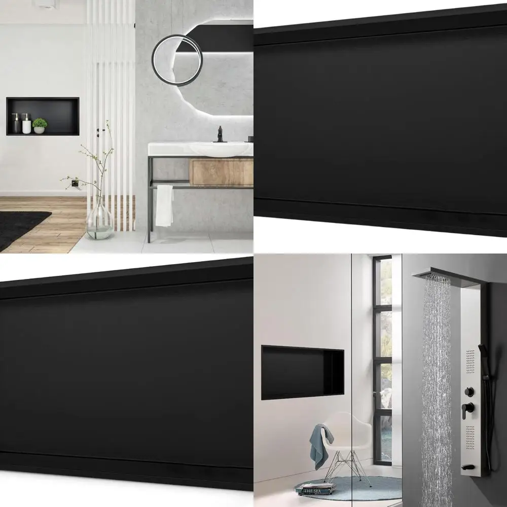 

12-Inch Wide Matte Black Shower Niche Shelf, Wall-Mounted, Waterproof, Easy Install, No Tiles Required, Modern Bathroom Storage