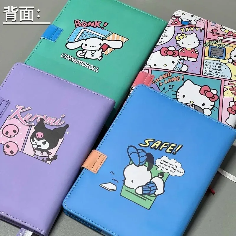 Kawaii Anime Sanrio Pochacco Notebook Cartoon Hello Kitty Cinnamoroll Comic Style Magnetic Button Notebook Student Hand Ledger