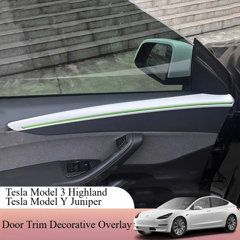 

For 2025 Tesla Model Y Juniper Refresh Matte White Black Front Rear Door Trim Cover Decorative Protective ABS Interior Accessory