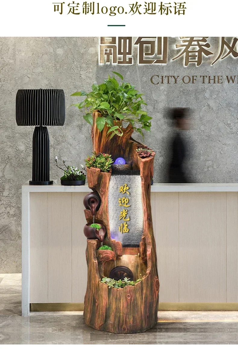 Chinese-style alpine fountain water curtain wall rockery landscape courtyard decoration lucky ornament
