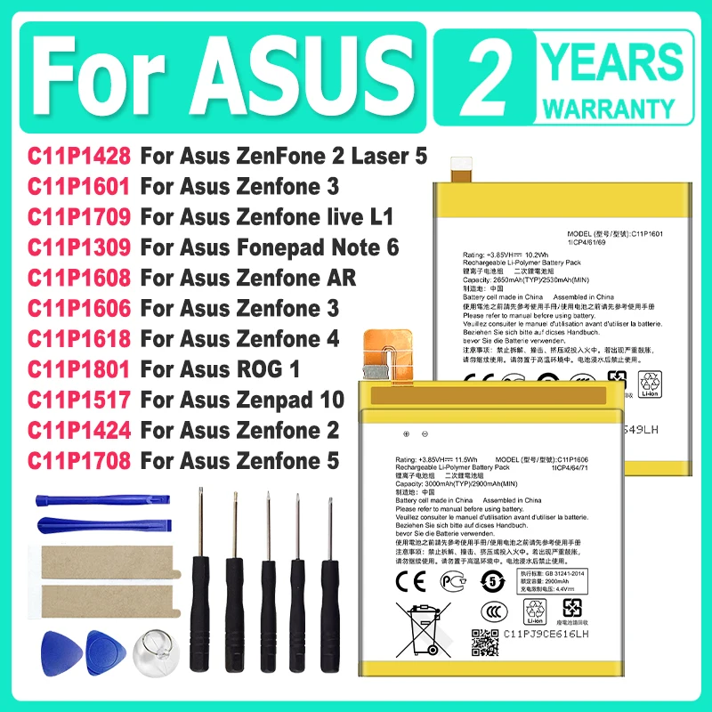C11P1601 C11P1709 Battery For ASUS ROG 1 Zenfone L1 2 3 4 5 5Z 10 AR A002 ZE551ML Fonepad Note 6 Laser 5 ZC551K Zenpad 10
