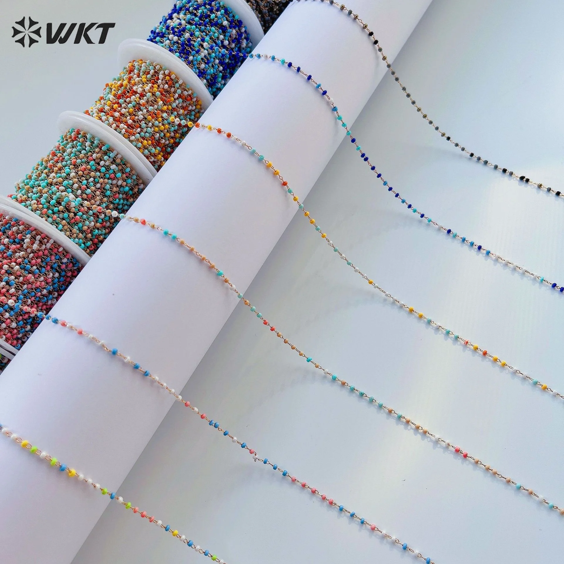 WT-RBC231 صغيرة البوهيمي 2 مللي متر لتقوم بها بنفسك الملونة خرز كريستالي سلسلة لسلسلة البوهيمي مجوهرات أو سوار النتائج مكبرة 10 متر