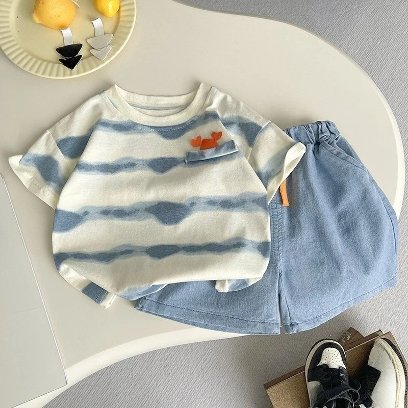 2026 Summer Baby Clothes Suit Children Cartoon T-shirt Shorts 2Pcs Set Toddler Boys Girls Casual Clothing Kids Tracksuits