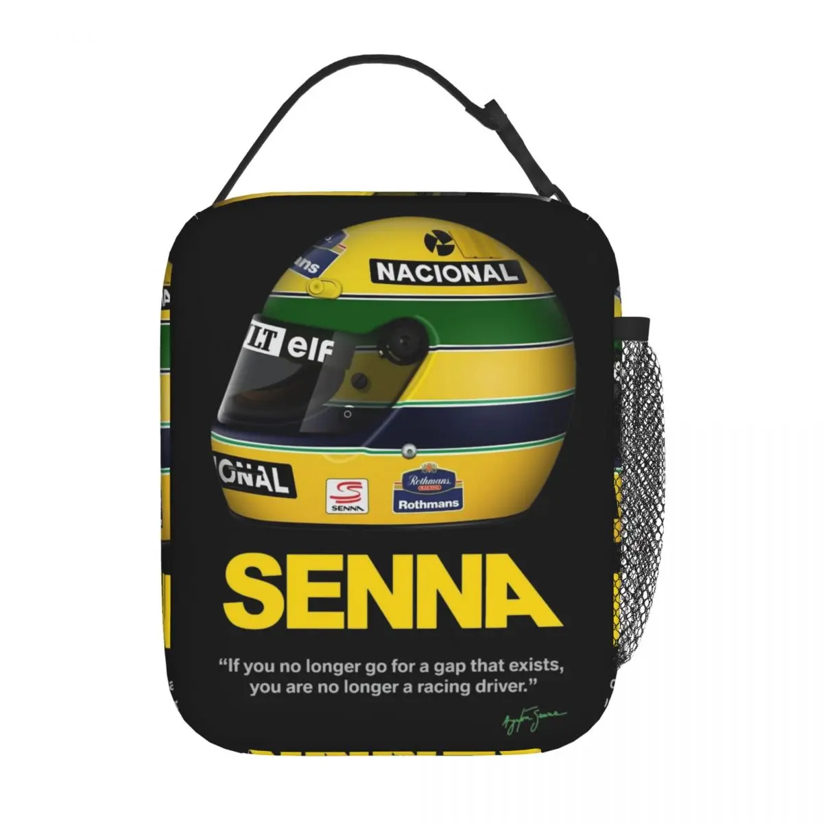 Ayrton Senna 1991 Helmet Insulated Lunch Bags Leakproof Meal Container Cooler Bag Tote Lunch Box Office Outdoor Bento Pouch