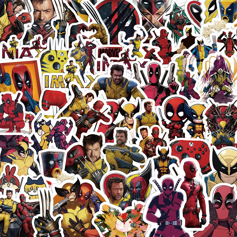 60PCS Cool Marvel Superhero Deadpool Wolverine Stickers Disney Movie Decals DIY Skateboard Laptop Phone Cup Sticker Kids Toy