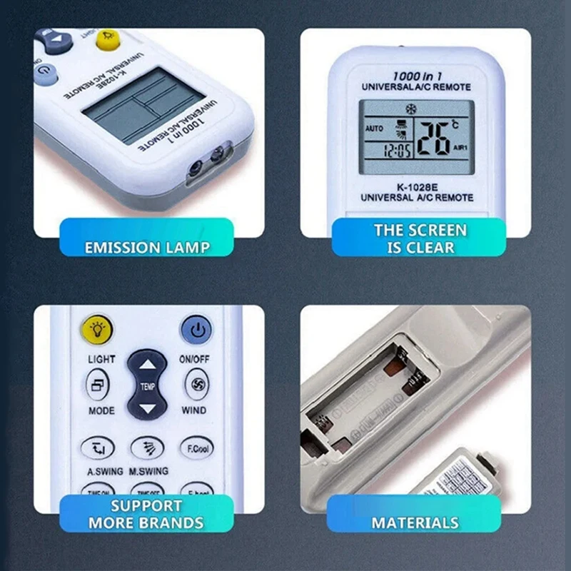 K1028E 1000 in 1 Universal Remote Control LCD Controller for Air Conditioner Low Power Consumption Remote Controller
