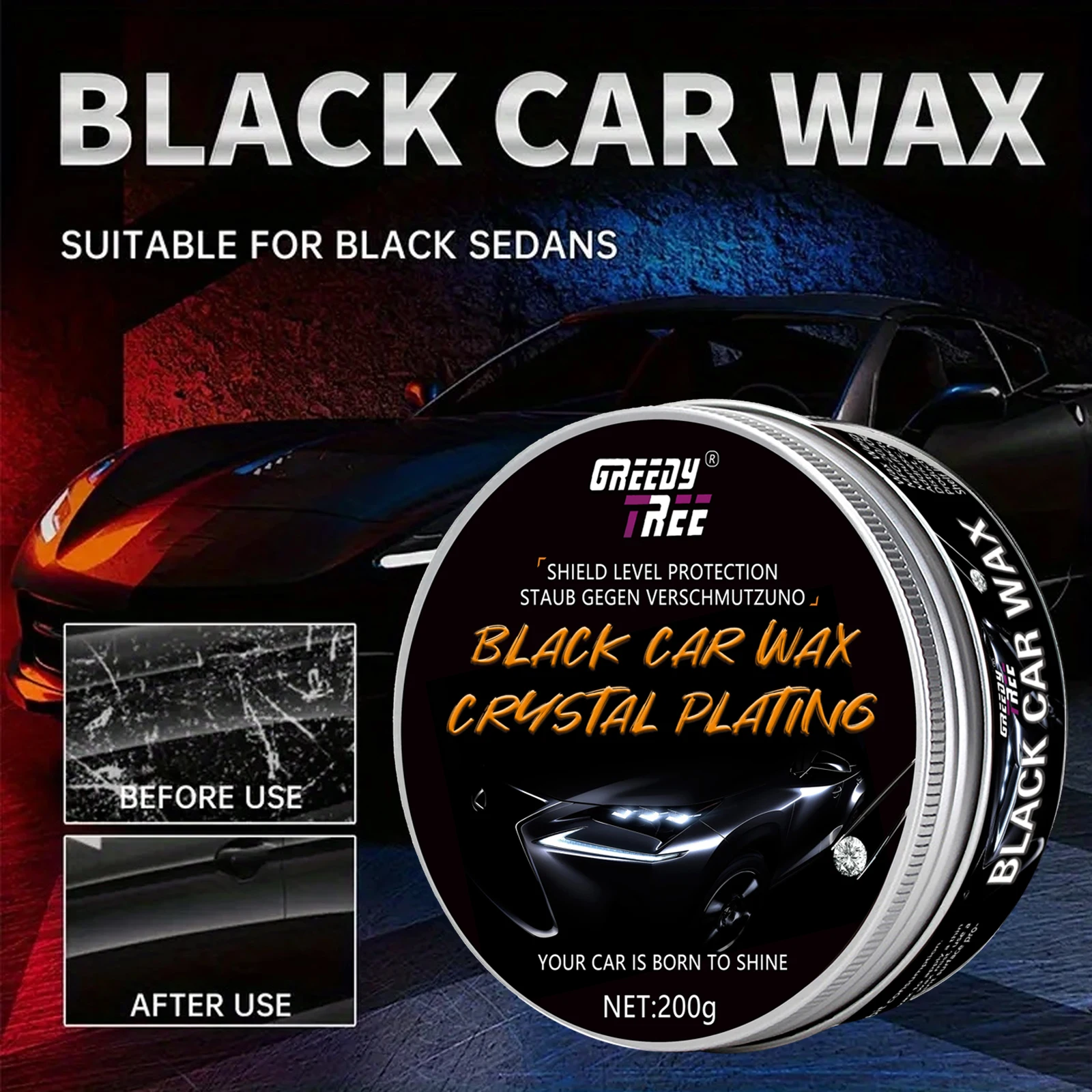 Black Car Special Wax Easy-to-Apply Ceramic Paint Protection Coating Scratch-Resistant UV Protection for Paint Durable Protectiv