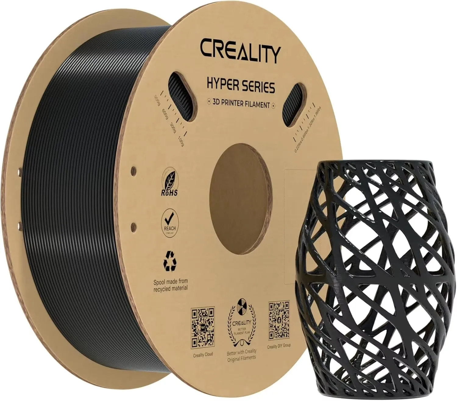 Creality Hyper PETG Filament 3KG Hochgeschwindigkeits-Hochfluss-3D-Druckmaterial, einfach zu drucken, mehrfarbig, stark stoßfest
