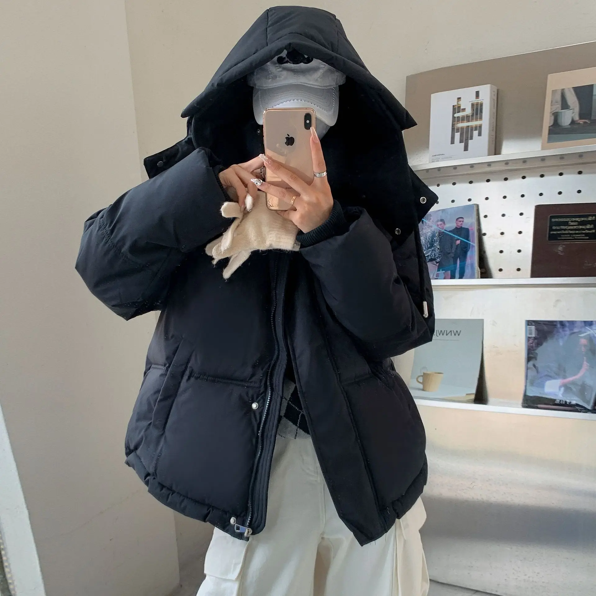 Parka invernali con cappuccio Giacche Donna Coreano Addensare Giù Cappotti di cotone Casual Caldi Chaquetas Nuovo abbigliamento da neve allentato Soffici Abrigos