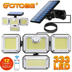 Luces solares LED para exteriores, lámpara de pared con Sensor de movimiento, cabeza ajustable, impermeable IP65, 122/138/171/198/333